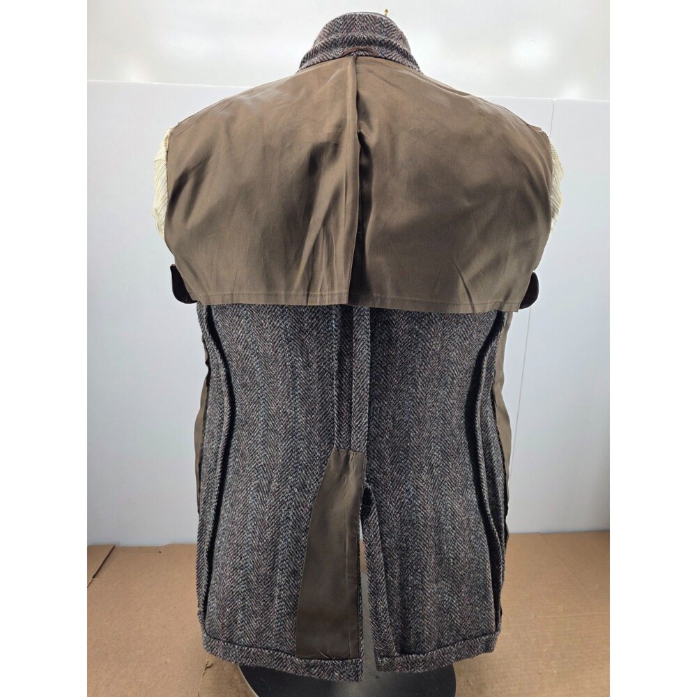 Vtg Harris Tweed 40S Brown Herringbone Wool USA Mens Blazer Jacket Sport Coat - Picture 13 of 13